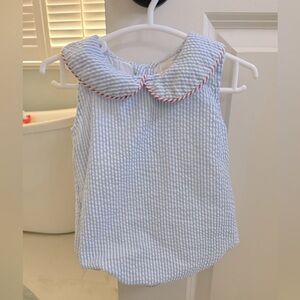 Red And Blue Seersucker Bubble - 6 months - Cecil and Lou